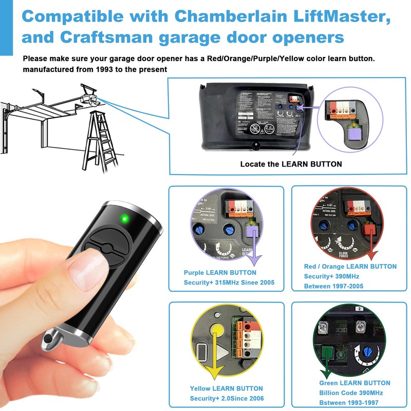 2 for Chamberlain Liftmaster Craftsman Garage Door Opener Remote Keychain