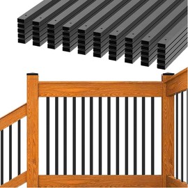 51 Pack Deck Balusters 38'' Straight Baluster, Black Metal Deck Spindle and Stairs Railing with Screws,Hollow Rectangle Deck Balusters for Deck Railing Porch(38x1.2x0.4In)
