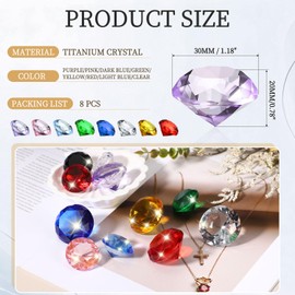 PATIKIL 8pcs Diamond Shape Crystal Paperweight 30mm/1.18" Crystal Paperweight for Home Office Desk Decoration Wedding Party Jewelry Decoration,Multicolor