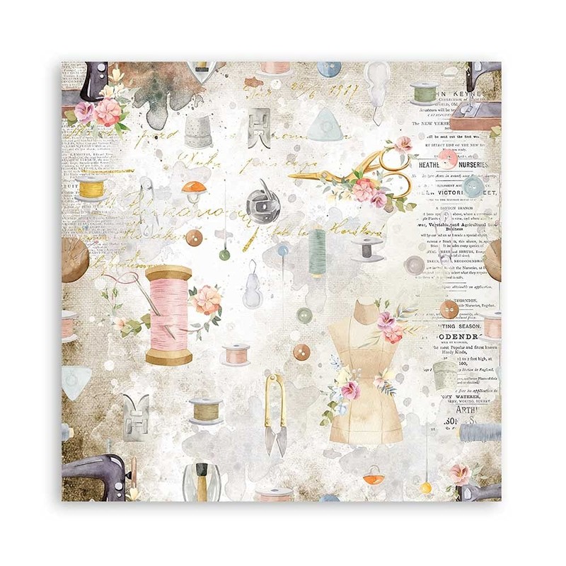 Stamperia Scrapbooking Pad-Romantic Threads, 12 x 12 inches, Multicoloured