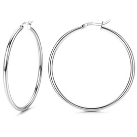 FIOROYAL Hoop Earrings 925 Silver for Women Earrings 925 Silver Hoop Earrings Hypoallergenic Large Medium Small Earrings Hoop for Girls 13/15/20/25/30/40/50 mm, Silver