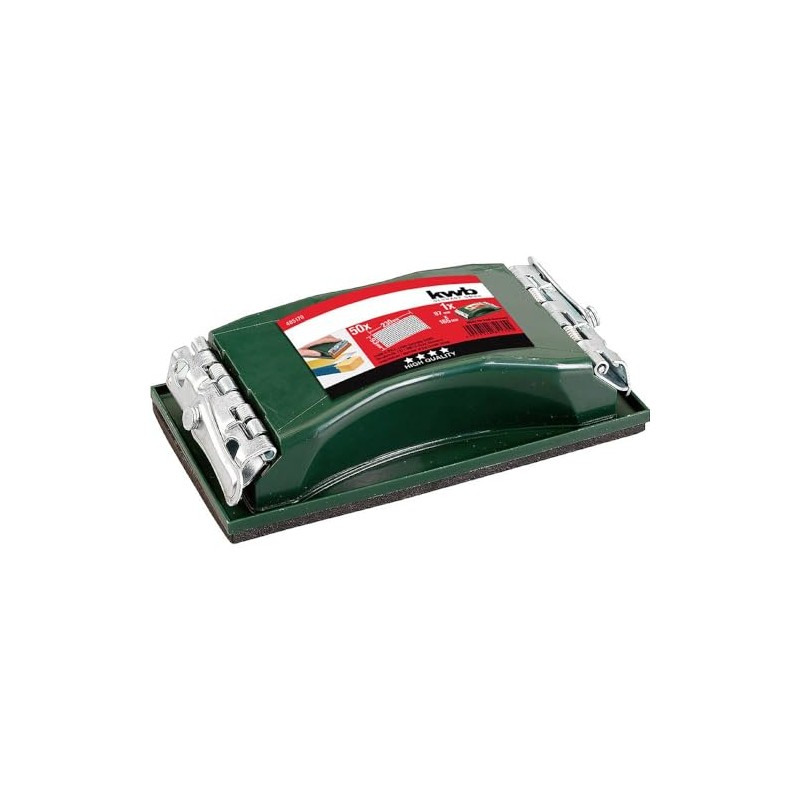kwb Hand Sander/Sanding Block, Including Clamping Fixture for Sandpaper, 93