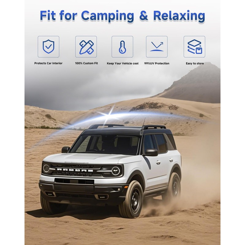 8PCS Window Shades for Ford Bronco(2021-2025) Accessories – Full Coverage