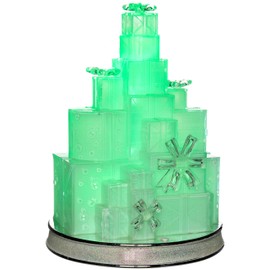 WeRChristmas Pre-Lit Musical Colour Changing LED Christmas Gift Box Tower Scene Decoration, Acrylic, 29 cm - Multi-Colour