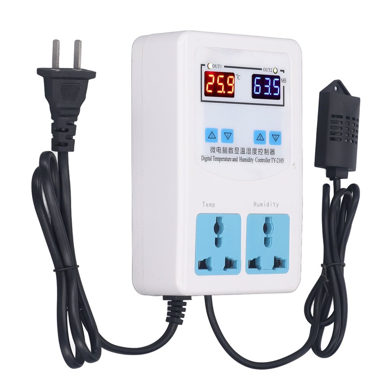 Temperature Humidity Controller -20~60℃ 0~100.0%RH LCD Display Humidistat Thermostat AC