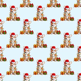 Santa Hat and Lights Corgi Christmas Wrapping Paper Premium Gift Wrap (6 foot x 30 inch roll)