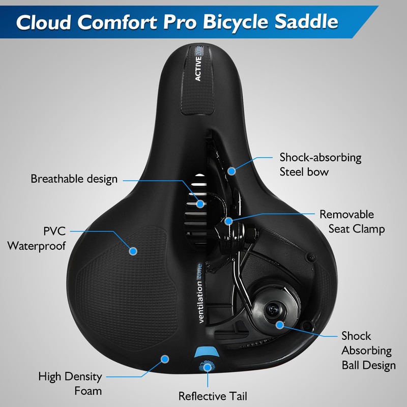 ytorgr Bicycle Saddle Memory Foam Ergonomic Shock Absorbing Breathable Bicycle