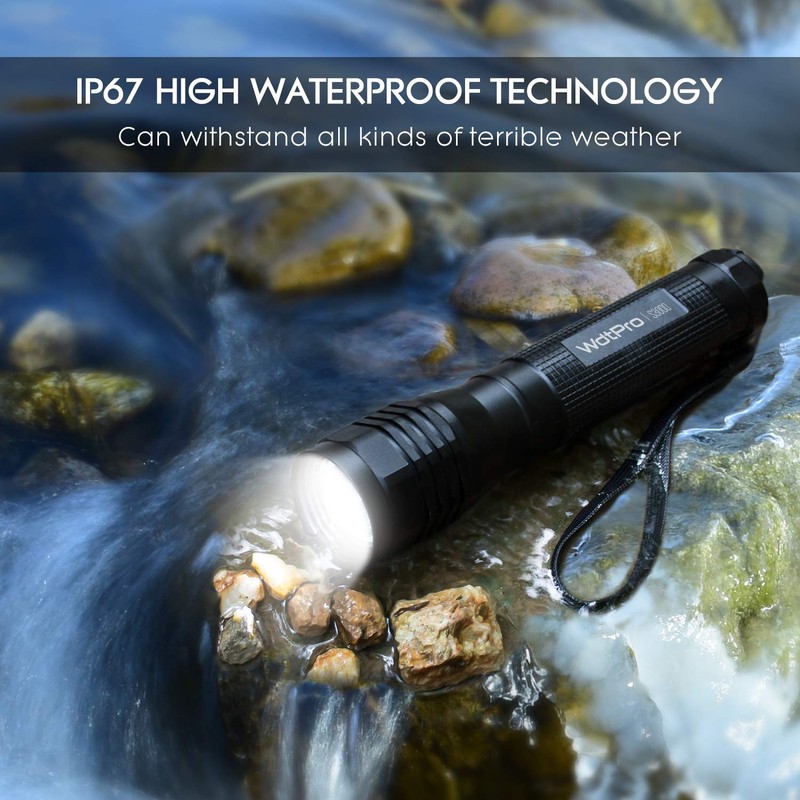 WdtPro High-Powered LED Flashlight S3000, Super Bright Flashlights - High