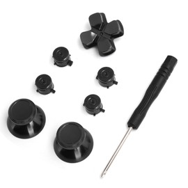 Game Controller Aluminum Alloy Buttons Thumb Stick Set Replacement Parts for PS4Black