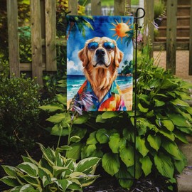 Caroline's Treasures Golden Retriever Summer Beach Time Garden Flag Mailbox Flag Decorative Yard Flag Banner Outside Patio Artwork Yard Flower Beds, Garden Size, Multicolor