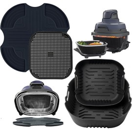 4 Silikonformen und Untersetzer und Spritzschutz aus Silikon für Ninja CRISPi Luftfritteuse FN101EUSG, Air Fryer Zubehör für Ninja FN101EU