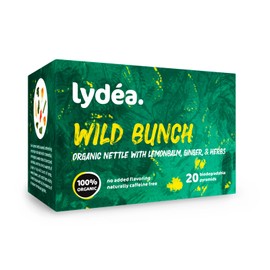 Lydea Bio-Brennnessel – köstliche Kräuterteemischung mit Ingwer, Zitronenmelisse und mehr – natürlich koffeinfrei, 60 biologisch abbaubare Pyramiden, 3er-Pack [3 x 20 Pyramiden]