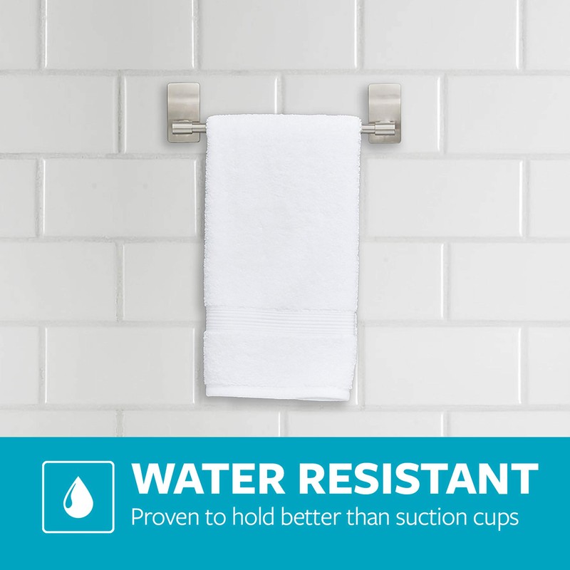 Command Hand Towel Bar Satin Nickel with 4 Water Resistant