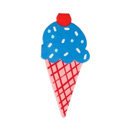 Ice Cream Cone Shaped Party Napkins, 6.25 x 3 inches, Red White Blue Pink, 24 Count