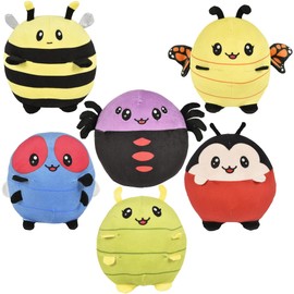 Forest & Twelfth Eggamals Plush Bugs, Set of 6, Adorable Squishies 8 Inch Stuffed Animals Set, Includes Ladybug Plushie, Butterfly Plushie, Bee Plushy, Caterpillar Plushy, Spider Plush (8-Inch)