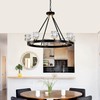 SYGELER Matte Black + Gold Wagon Wheel Chandelier Farmhouse Crystal