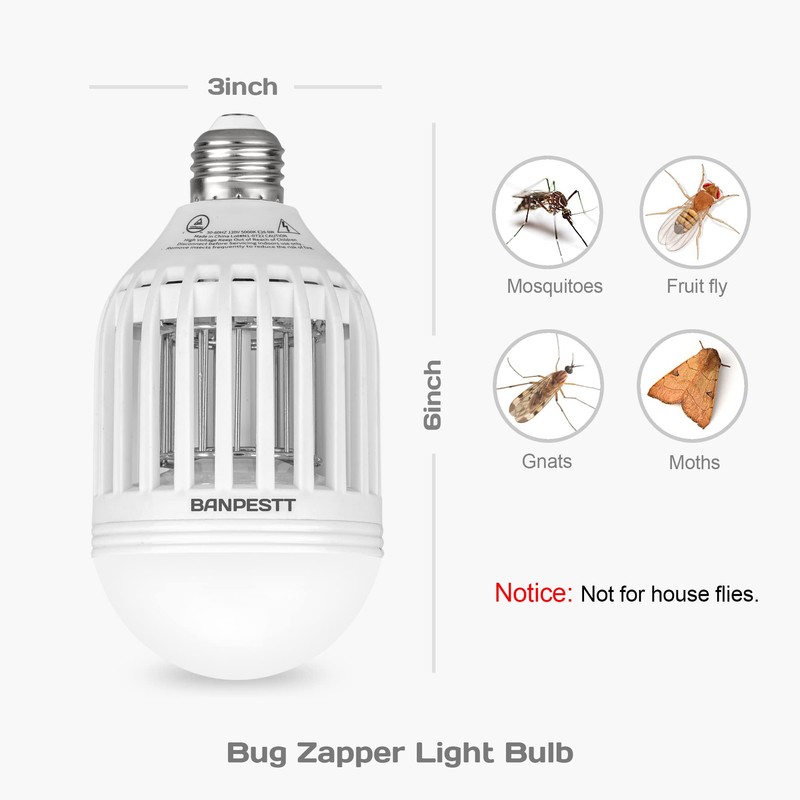 [2-Pack] BANPESTT Bug Zapper Light Bulb 2-in-1 Indoor Mosquito Zapper