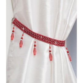 John Aird PAIR (x2) Crystal Beaded Curtain Tie Back (Red)