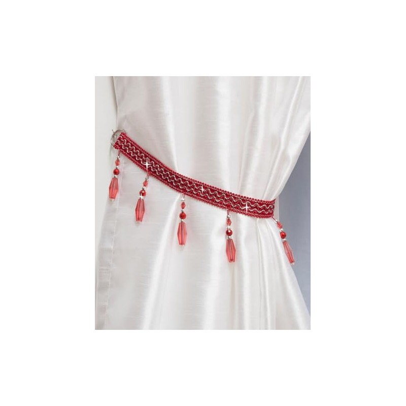 John Aird PAIR (x2) Crystal Beaded Curtain Tie Back (Red)