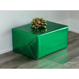 CleverDelights Metallic Green Wrapping Paper - 30 Inch x 100 Feet Mega Roll - Shiny Gift Wrap Paper - Christmas Holiday Presents - Traditional Width