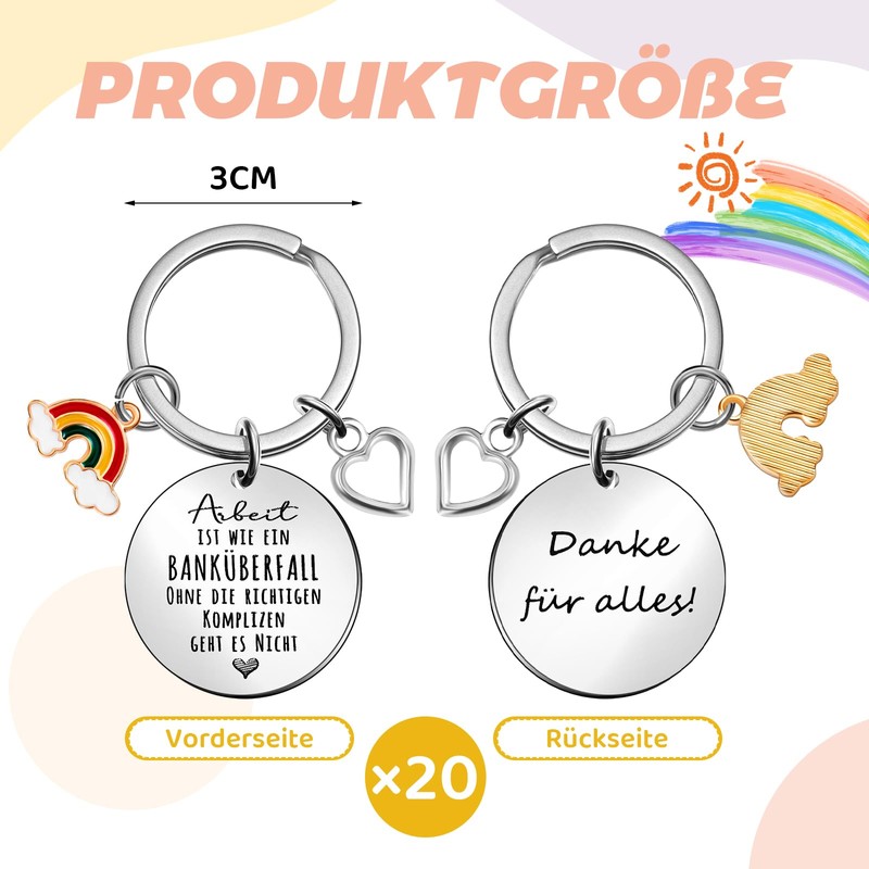 Tenare Pack of 20 Key Rings for Colleagues Work Is