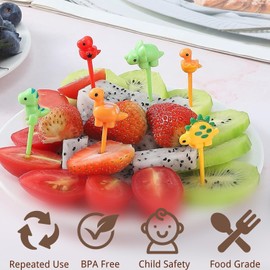 KAISHANE Kids Lunch Sticks, Food Forks for Picky Eaters, Cute Animal Fruit Forks, Reusable, Kids Lunch Box Lunch Accessories