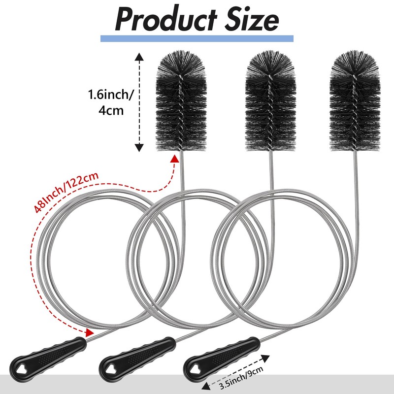 Gulfmew 3 Pcs Condensate Trap Flexible Drain Brush, 48 Inch