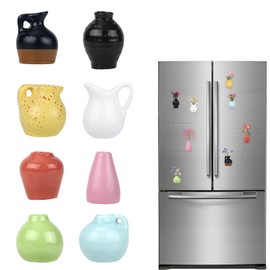 BOXOB 8pcs Mini Ceramic Vase Fridge Magnets, Multi-Color 3D Tiny Flower Vase Magnets with Strong Magnetic Cute Refrigerator Decor Accessories for Kitchen Office Home