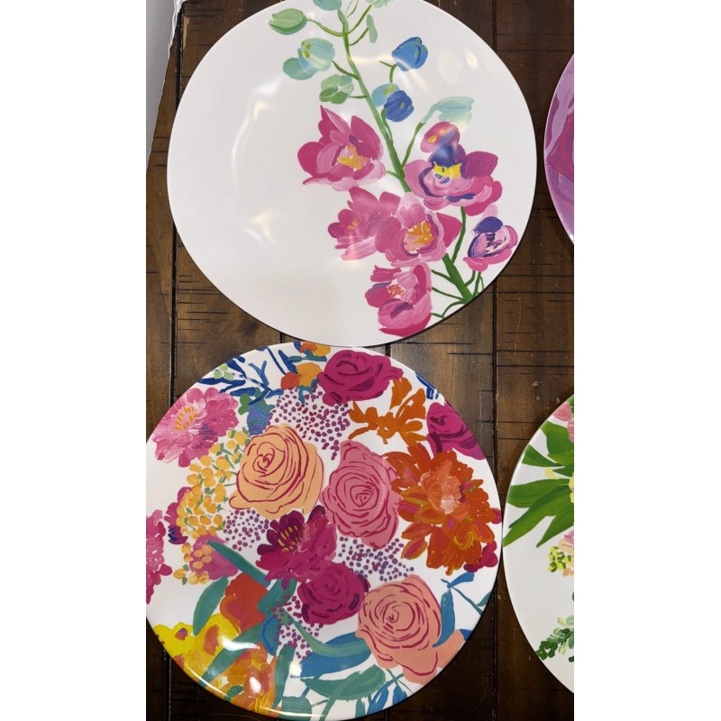 Anthropologie Paint + Petals Bridgette Thornton Melamine 5 Floral Dinner