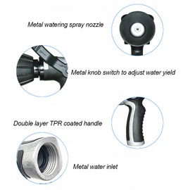 Garden Hose Nozzle, Heavy Duty Metal Hose Sprayer Nozzle Hose Sprayer Water Hose Nozzle Perfect for Cleaning, Watering Garden Street, Washing Cars, Bathing Pets (Metal, Fireman Style Nozzle)