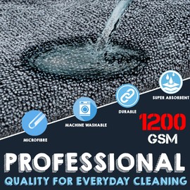 Towelogy® Microfibre Car Cloths 1200GSM High Density Dual Power Auto Detailing Towels 40x40cm (Grey, Pack Of 1)