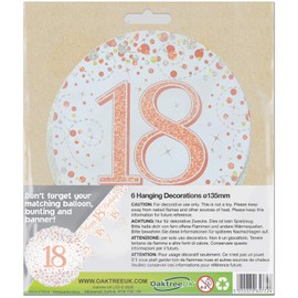 OakTree Sparkling Fizz Hanging Swirls 18th White & Rose Gold 6pcs