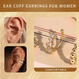 Auiremrti Ear Cuff Earrings for Women, Non-Pierced, 14K Gold Plated, Ear Cuff for Non-Pierced Ears, Clip-on Cartilage Earring, Delicate Faux Earrings