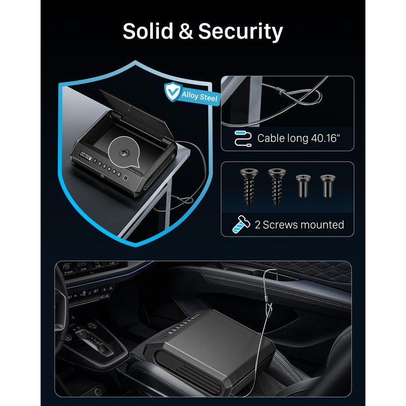 Rechargeable Gun Safe for Pistols 3-Ways unlock Biometric Fingerprint Digital