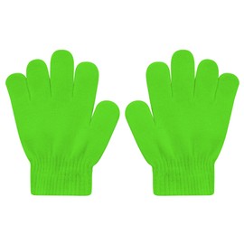 Uttpll Toddler Magic Mittens Kid Gloves Stretch Full Finger Solid Color Winter Protection Warm Knitted Gloves for Boys Girls Supplies Green One Size