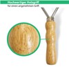 Stainless steel sweat scraper with wooden handle, for horses, donkeys,
