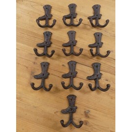Cast Iron Antique Style Durable 10 Cowboy Boot Coat Hooks Hat Hall Tree Wall Mounted Barn Western