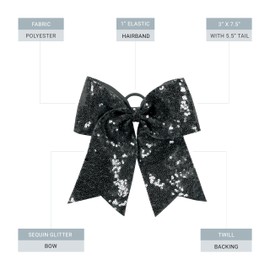 Augusta Sportswear Sequin Cheer Hair Bow Black OS