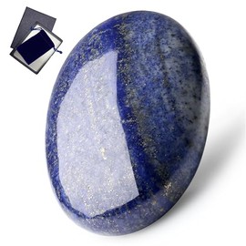 GUJOXILA GUJOXILA 2.4" Gro? Lapislazuli Kristalle Edelsteine Oval Sorgensteine Heilsteine Steine Natrliche Poliert Palme Stein Chakra Reiki Balancing Energiestein 1PC