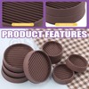 Swpeet 4Pcs 3" x 3" Round Brown Rubber Anti Skid