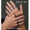 CASDAN 12Pcs Stainless Steel Vintage Signet Rings for Men