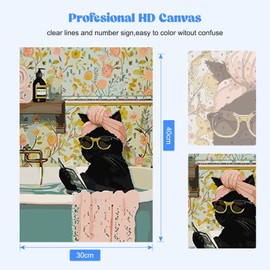 RICUVED Cat Paint by Numbers for Adults Kids–Animal DIY Paint by Numbers Kits with Wooden Frame,Easy Oil Painting Acrylic Pigment Drawing Paintwork Canvas 30x40 cm Home Decor