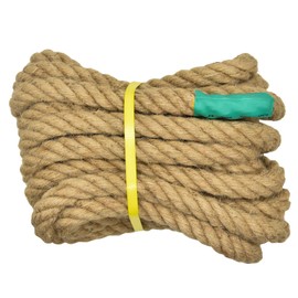Jute Rope Natural Jute Manila Rope Nautical Hemp Rope Twisted Natural Thick Heavy Duty Rope for Crafts, Bundling,Anchor, Hammock, Nautical, Tug of War, Railings,Decorate (1 in X 32 Ft)