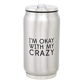 SB Design SIPS Stainless-Steel Insulated Can (Tumbler) with Lid and Collapsible Straw, 10-Ounces, Crazy