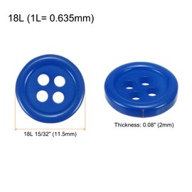 sourcing map 20pcs 18L Sewing Buttons 15/32"(11.5mm) Resin Round Flat 4-Hole Craft Replacement Buttons for Sewing Clothing and DIY, Deep Blue