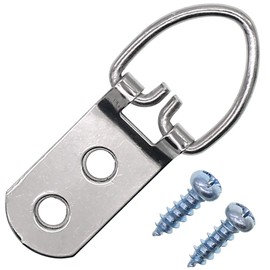 Jetovo 40 Pcs Heavy Duty D Ring Picture Frame Hanging Hangers Double Hole with 80 Pcs Screws