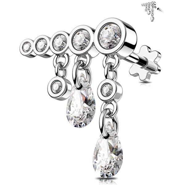 OUFER 16G Dangle Cartilage Earring Internally Threaded Stainless Steel 316L