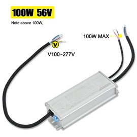 SS-100VA-56B LED Driver 100W Waterproof IP67 Power Supply Transformer Adapter 100V-277V AC to 32-54V DC High Voltage Output for LED Canopy and Outdoor Lights
