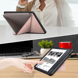 DINGGUAGUA Case for Kobo Libra Colour 7" 2024 eReader with Magnetic stands Soft TPU Kobo Libra 2 Cover 2021 Release with Auto Wake/Sleep,Rose gold
