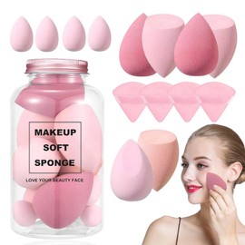 Esponja De Maquillaje Multifuncional 3 En 1, Esponja Maquillaje, Set De 14 Esponjas De Polvo Triangulares Para Polvo Facial